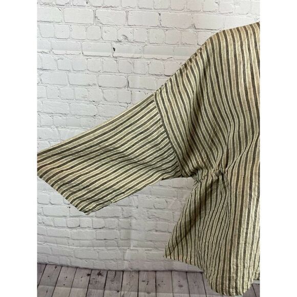 VLAS BLOMME linen striped kimono boho lagenlook tunic blouse size F Japan NWOT - Picture 4 of 10